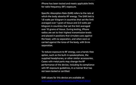apple states emf sensitivity in settings