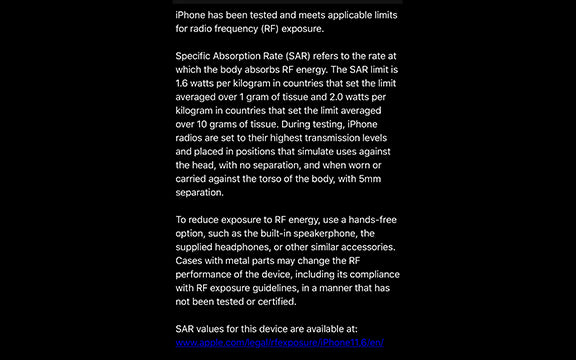 apple states emf sensitivity in settings