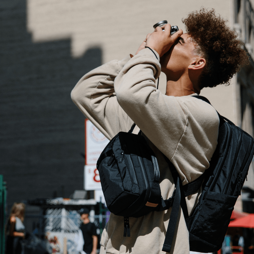 Man with E3 Faraday bags 