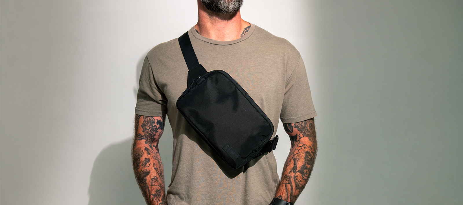 Man Wearing Compact Faraday Sling 