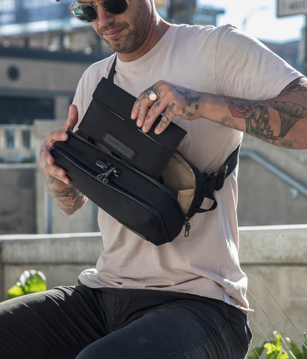 Man with Pacsafe X SLNT Crossbody