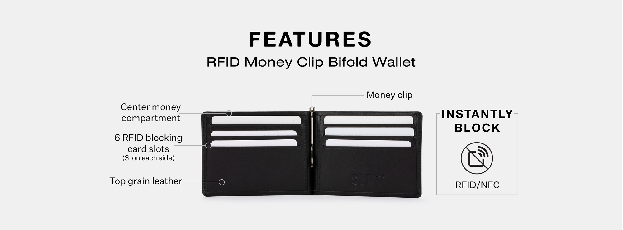 RFID Blocking Wallet with Money Clip