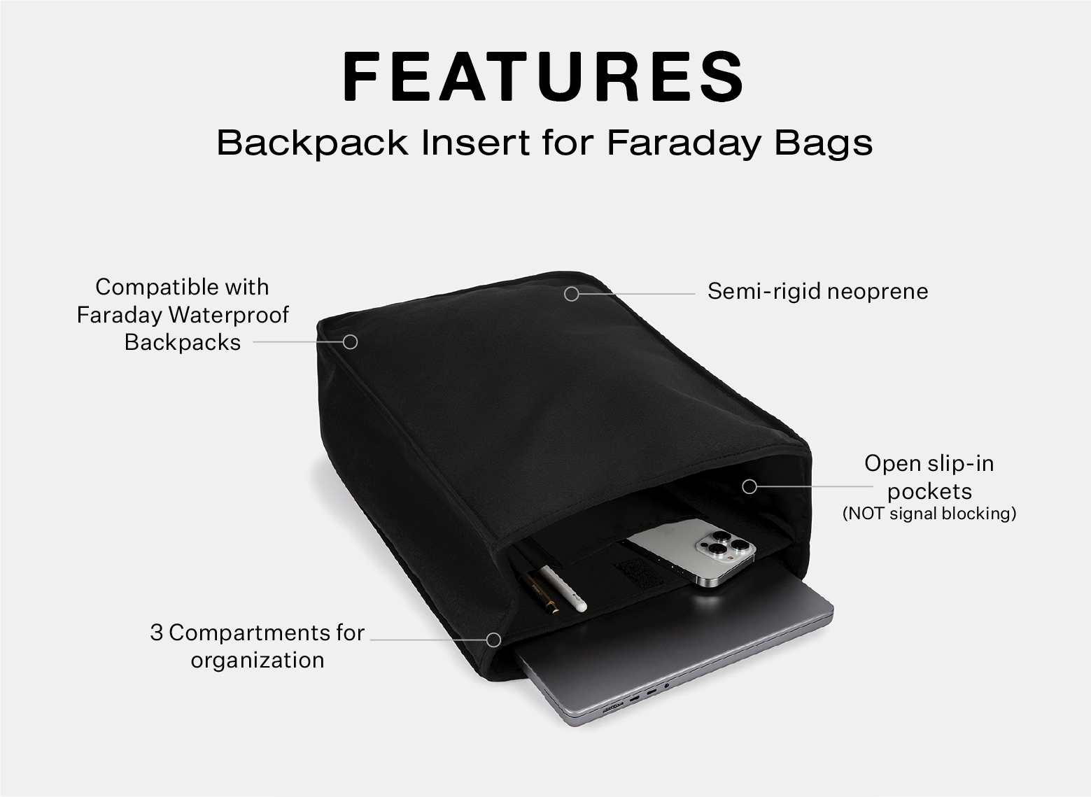 Backpack Insert for Faraday Bags