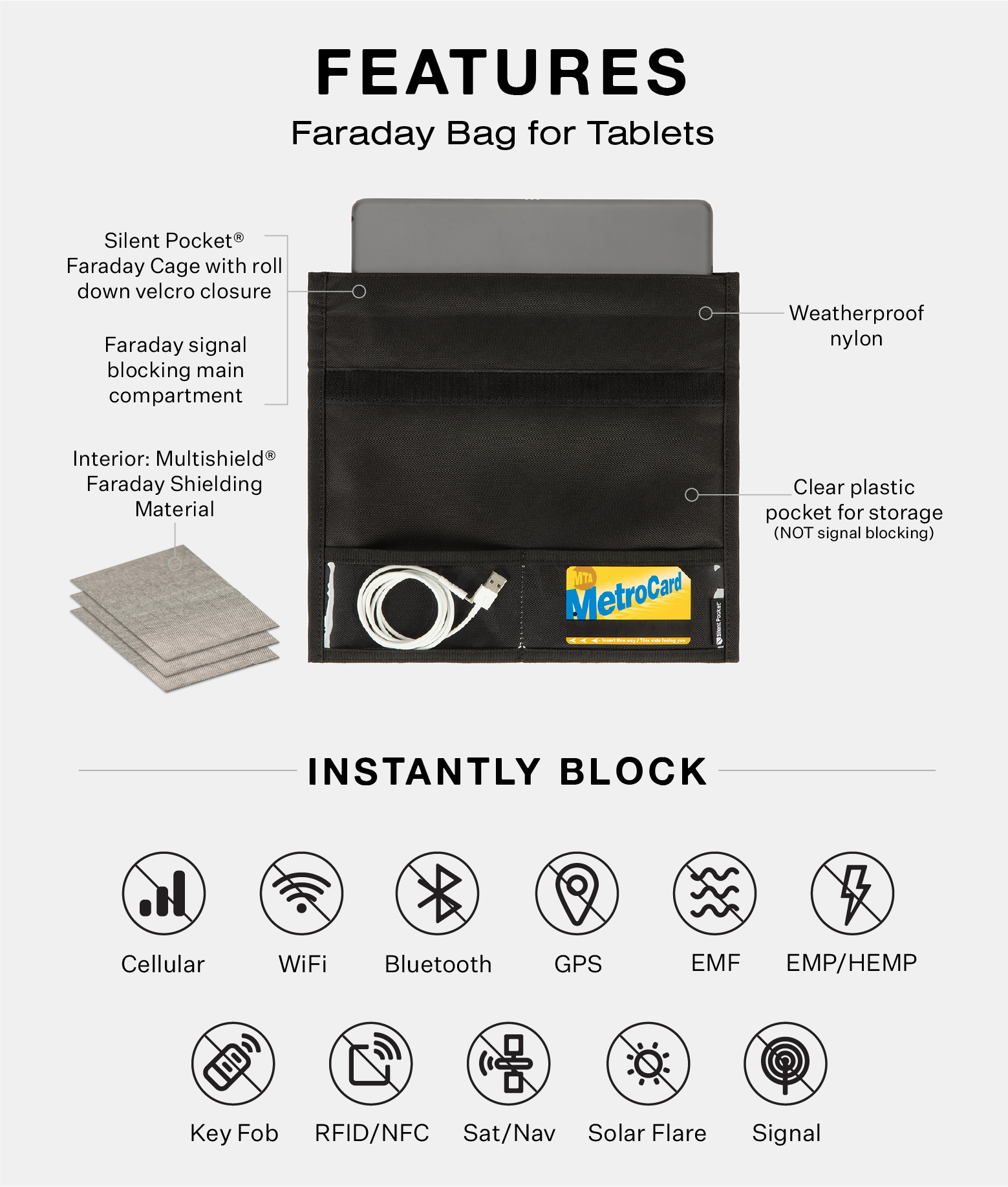 Faraday Bags Phones, Faraday Bag Cellphone, Blocking Faraday Bag