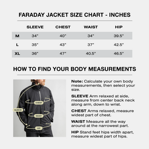 Size Guide for Faraday Jacket