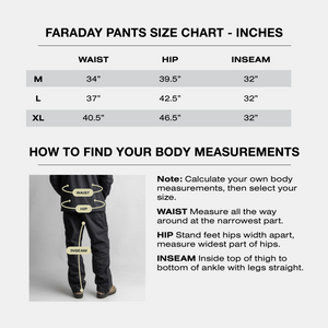 Size Guide SLNT Faraday Pants