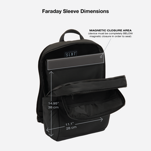 Size guide for Essentials Faraday Backpack