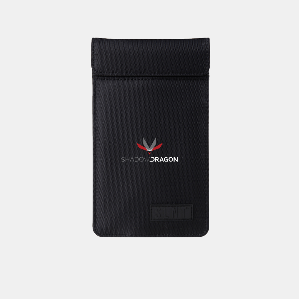 SLNT Faraday Phone Sleeve with custom print of Shadow Dragon logo