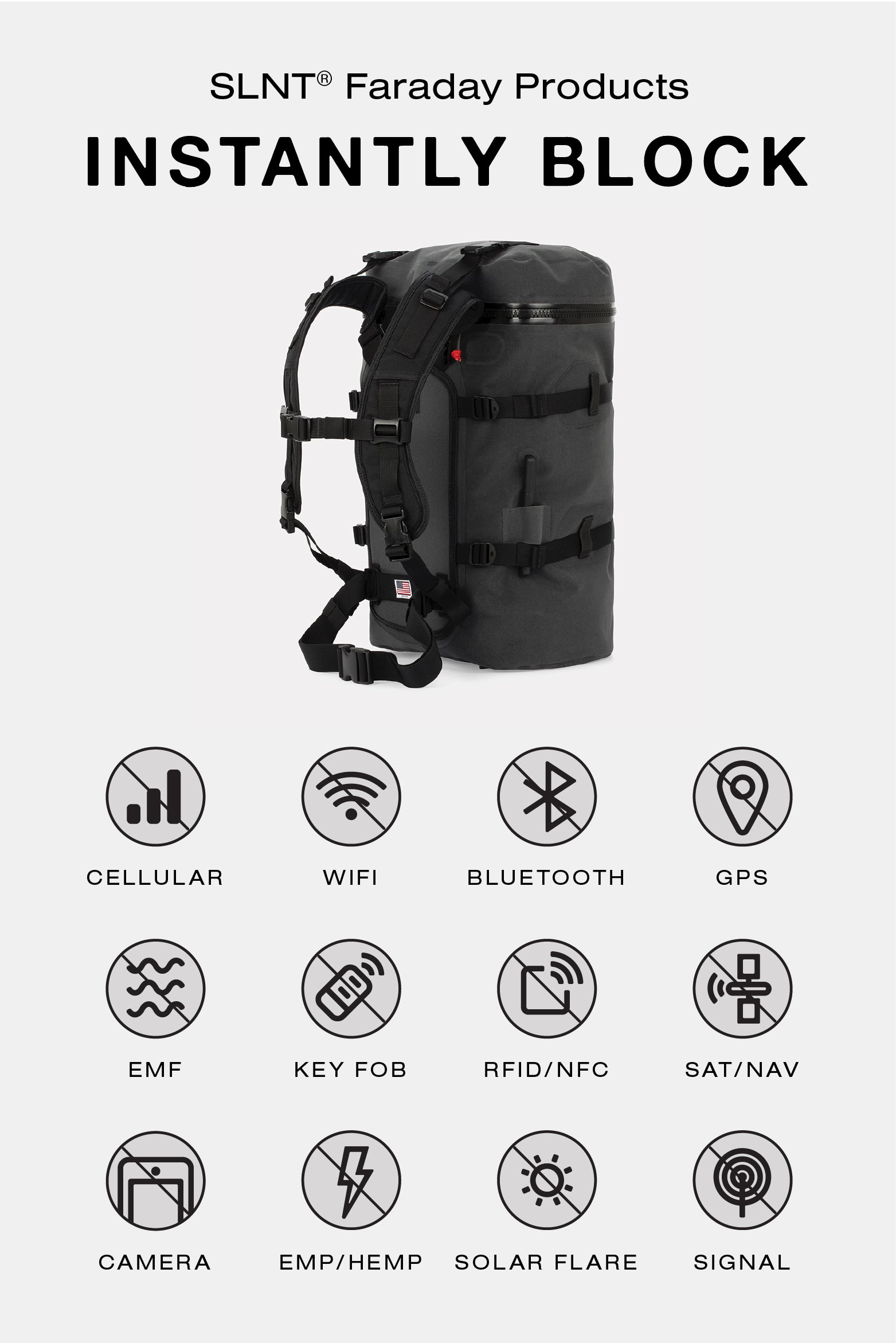 Faraday backpack made in USA